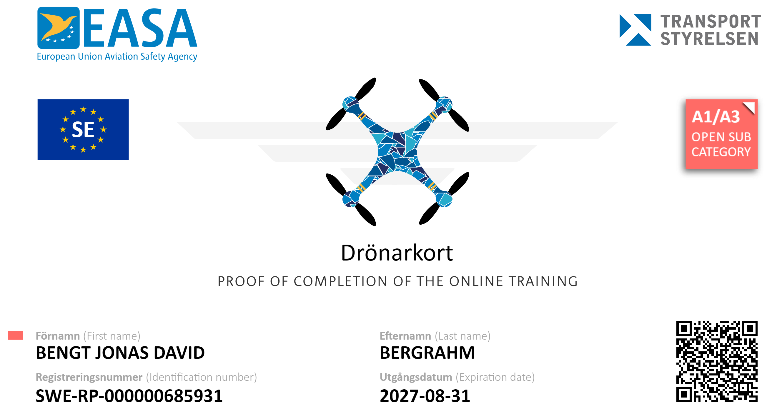 Image of drone cert